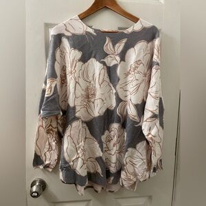 Sioni Gray and Pink Floral Top